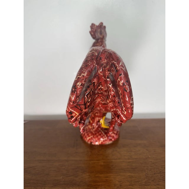 Large Porcelain Rooster Figurine Red Paisley Bandana Farmhouse Country Decor For Sale - Image 10 of 14