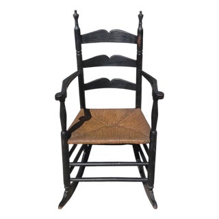 19thc Original Black Painted New England Rocking Chair For Sale
