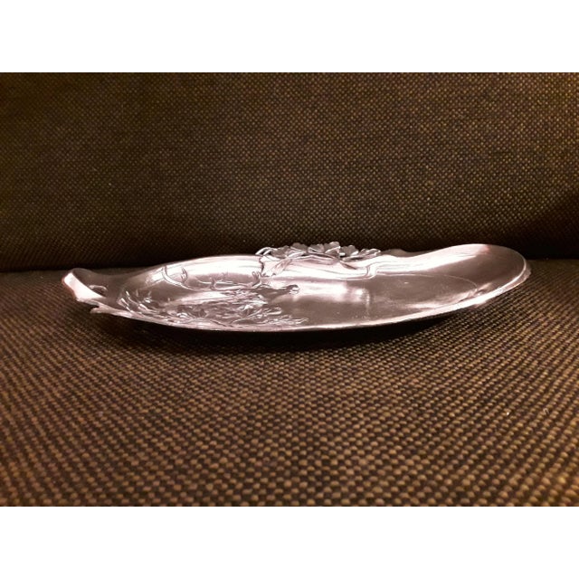 Art Nouveau German Silver Plated Pewter Business Card Tray For Sale - Image 3 of 6