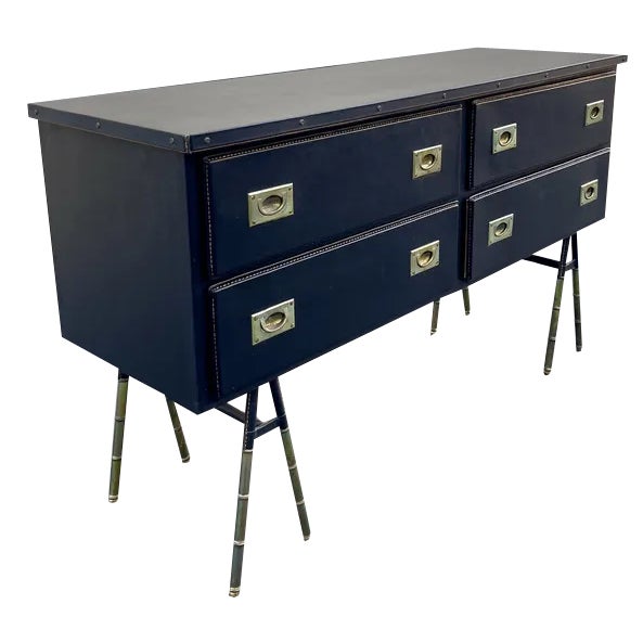 Stitched Leather Commode by Jacques Adnet, 1950s | Chairish