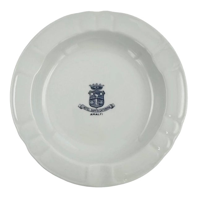 Vintage Hotel Santa Caterina Amalfi White Ceramic Ashtray Catchall For Sale