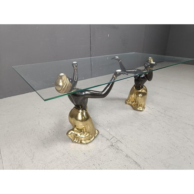 Sculptural Figurine Coffee Table with Glass, 1970s For Sale - Image 9 of 11