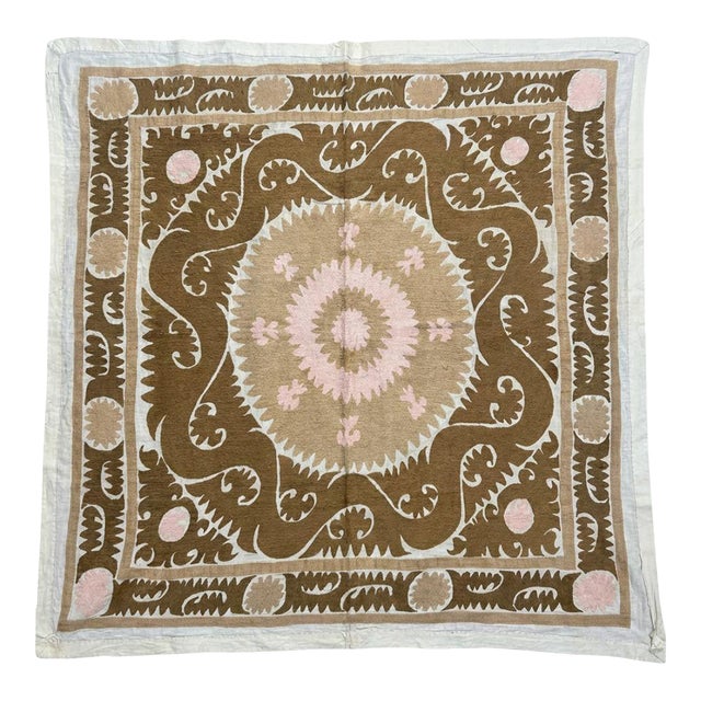 1960s Asian Suzani Tablecloth — 5'1'' X 5'3'' For Sale