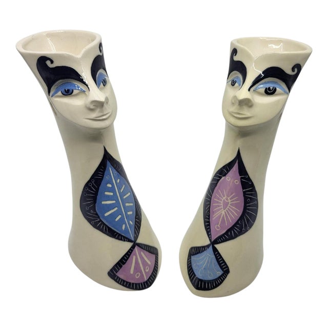 Vintage French Anthropomorphic Vases by Gabrielle Mackiewicz, 1970, Set of 2 For Sale