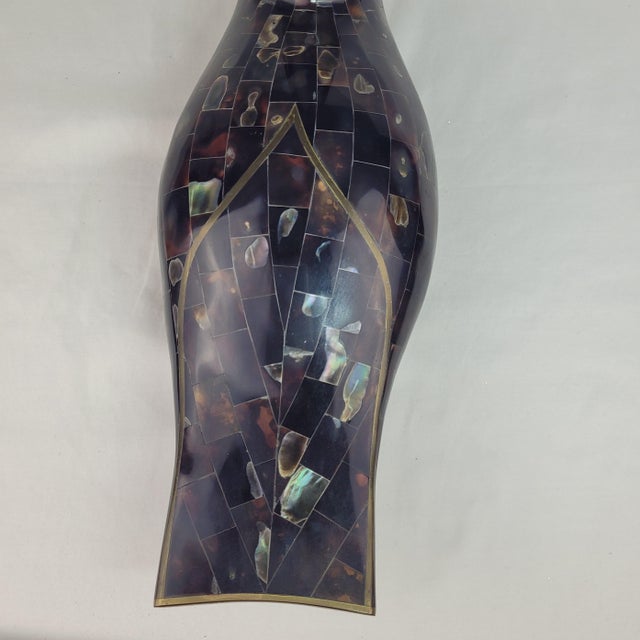Maitland Smith Tessellated Faux Tortoise Shell Mother of Pearl Duck Brass For Sale - Image 10 of 15