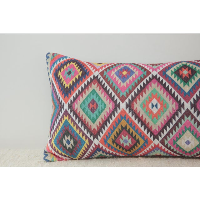 Contemporary Colorful Ikat Lumbar Pillow Cover For Sale - Image 3 of 6