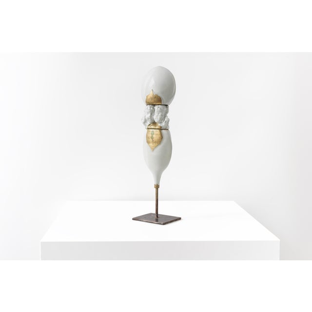 This sumptuous sculpture by François Gueneau is a striking piece crafted from porcelain, showcasing a unique design that...