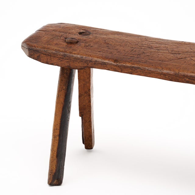 Chestnut Italian Arte Povera Antique Stool For Sale - Image 8 of 10