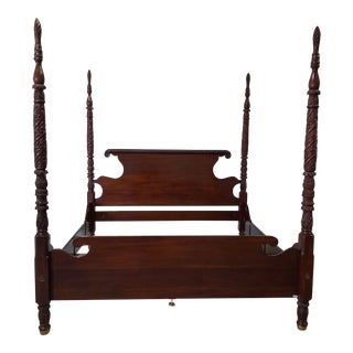 Chippendale King Carved Mahogany Four Poster Bed From Craftique’s Biltmore Estate Collection For Sale