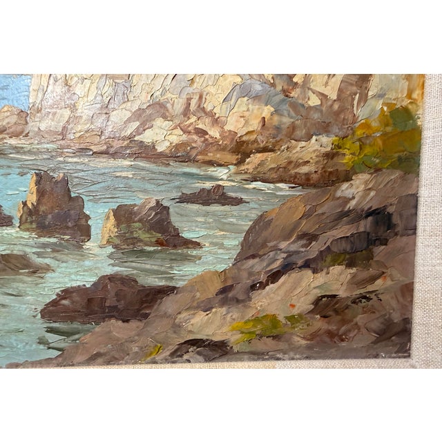 Paint Vintage French Andre Galzenati Impressionism Seascape Nautical Oil Painting Art For Sale - Image 7 of 13