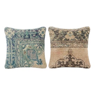 Bohemian Turkish Rug Pillow Cover 16'' X 16'' - Set of Two For Sale