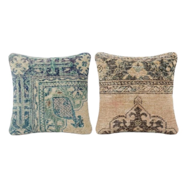 Bohemian Turkish Rug Pillow Cover 16'' X 16'' - Set of Two For Sale