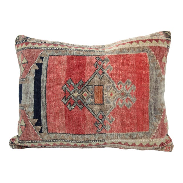 Authentic Vintage Tribal Rug Pillow Cover -Bohemian Handwoven Tribal Rug Lumbar Pillow -19'' X 25'' For Sale
