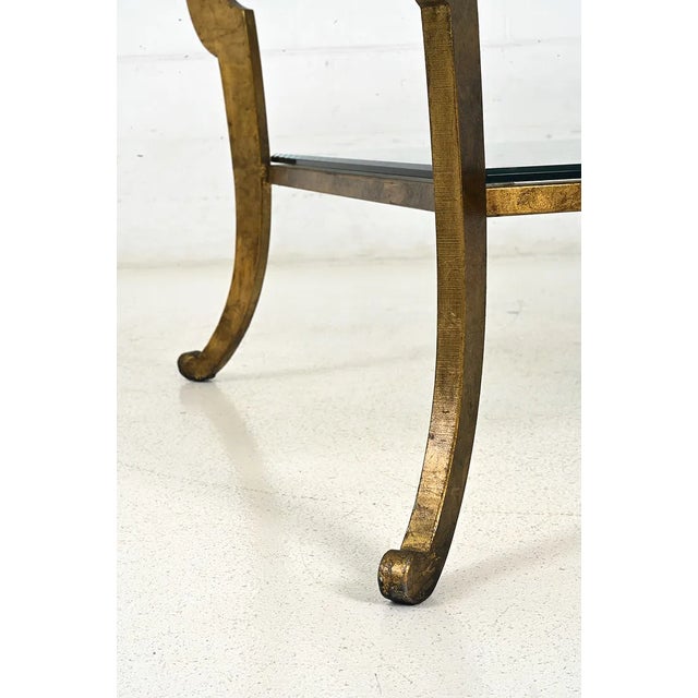 1970s Oversized Hollywood Regency Gilt Iron Two-Tier Glass Coffee Table For Sale - Image 13 of 13