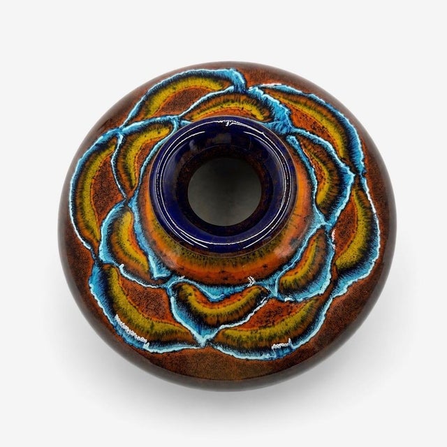 Vintage Polychrome Glazed Ceramic Pebble Vase, 1980s For Sale - Image 3 of 8