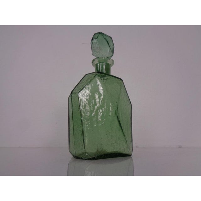 Green Craquele Glass Decanter with Stopper, France, 1960s For Sale - Image 3 of 18