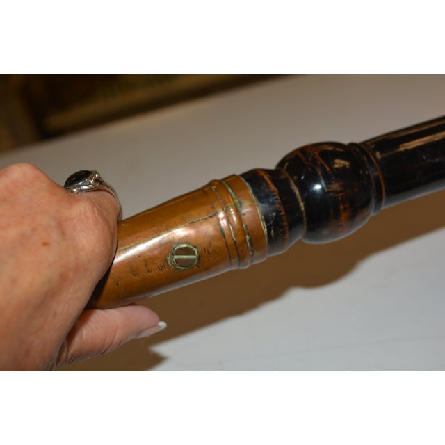 1900 - 1909 Antique Copper & Wood Long Handled Bed Warmer Pan - Signed T. Hale & Co - England For Sale - Image 5 of 18