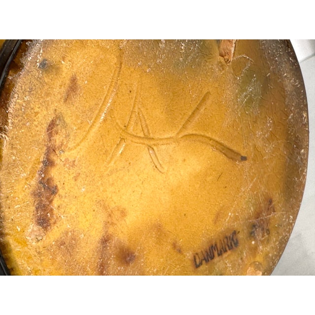 Navy Blue Large Antique Ceramic Vase in Cobalt and Mustard Glaze, Signed by Herman A. Kähler For Sale - Image 8 of 9