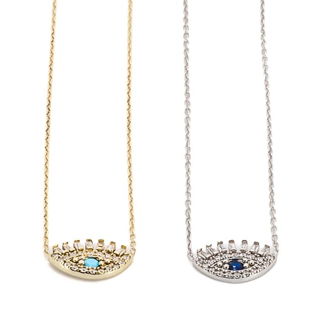 Diamond Long Lash Evil Eye Necklace For Sale - Image 10 of 10