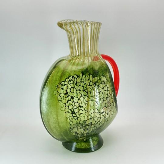 Kosta Boda "Corfu" by Kjell Engman Art Glass Jug (Green With Orange Handle) Signed #7080512 For Sale In Philadelphia - Image 6 of 18