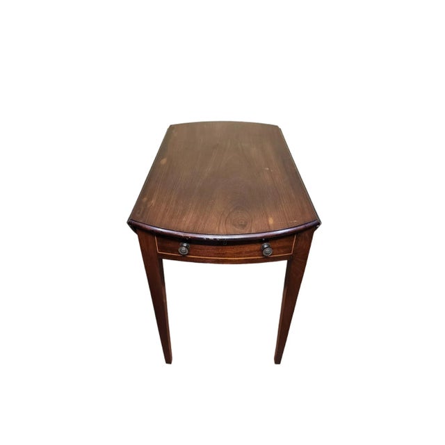 Beautiful Edwardian mahogany Pembroke table, twin handled drawer, tapered slender legs, beautiful finish in excellent...