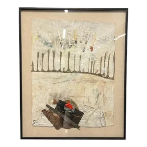 Monumental Abstract Original Framed Mixed-Media Collage by Karl Mann
