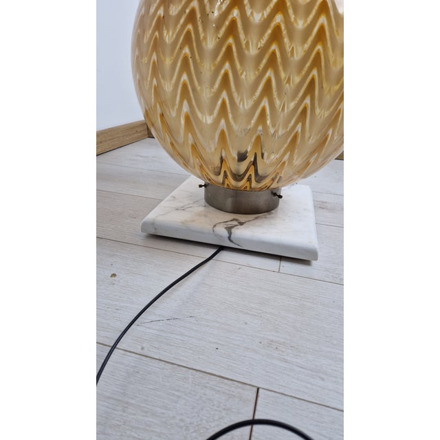 Orange Large Vintage Table Lamp in Murano Glass and Marble Base, 1960s For Sale - Image 8 of 13