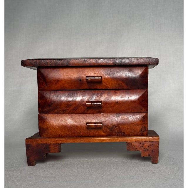 Mid-Century Modern Vintage Mid Century Japanese Minimalism Thuya Burl Wood Box Styled After George Nakashima For Sale - Image 3 of 11