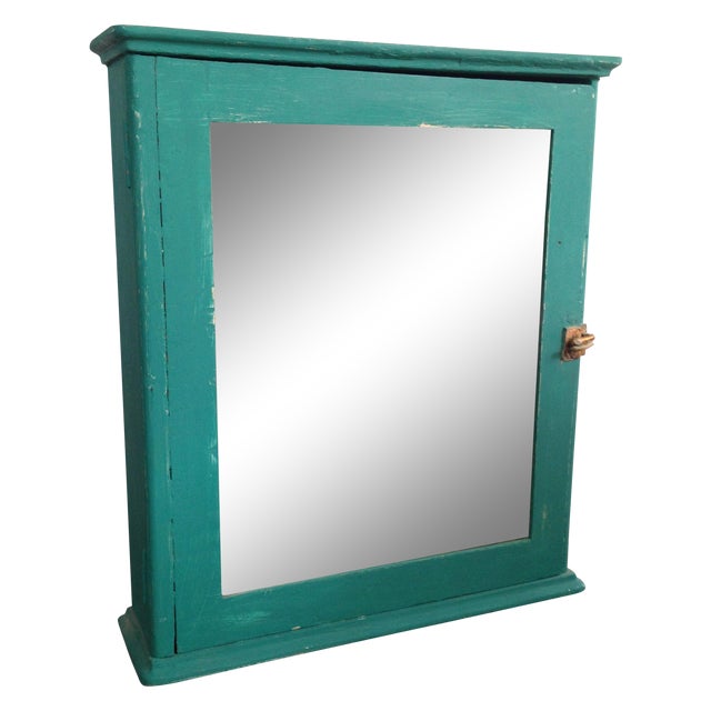 Teal Mirrored Medicine Cabinet Storage Cabinet Chairish