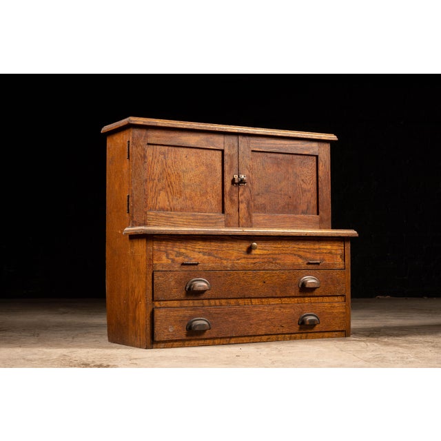 Wood 1910s Vintage Wooden Benchtop Hardware Cabinet For Sale - Image 7 of 7