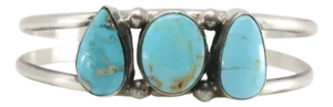 Navajo Sterling Silver Kingman Turquoise Bracelet Cuff by Augustine Largo