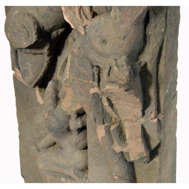 17th Century 17th Century Asian Hand-Carved Stone Temple Sculpture of a Female Divinity For Sale - Image 5 of 10