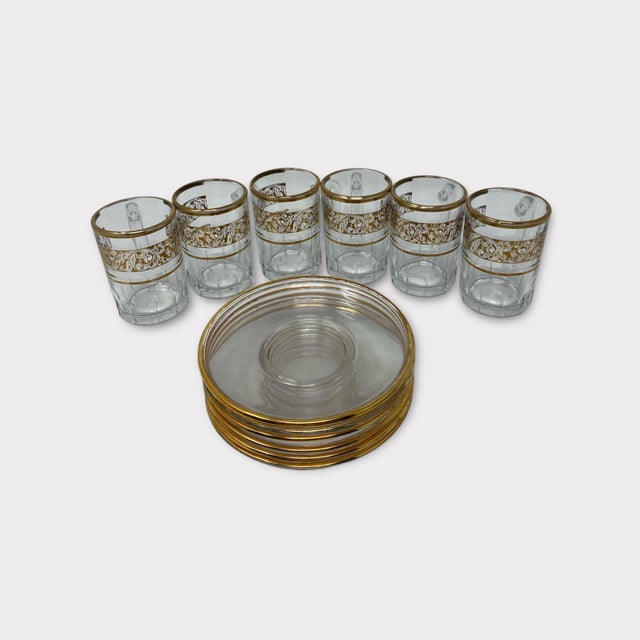 Glass Vintage Glass Coffee Set with Gold Embellishment- 12 Pieces For Sale - Image 7 of 7