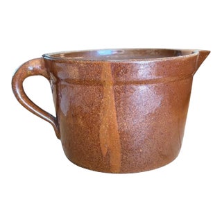 1910s Stoneware Pitcher With Handle and Spout For Sale