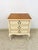 Farmhouse Beige Vintage Provincial Chest of Three Drawers Storage Wood Dresser Lock/Keys For Sale - Image 3 of 11