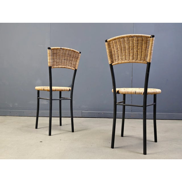 Vintage Wicker Dining Chairs, 1980s, Set of 4, in Very Good conditions. Designed 1980 to 1989