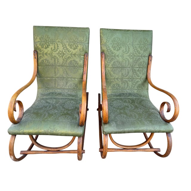 Modern Set of Vintage Rocking Chairs in Beech For Sale - Image 3 of 17