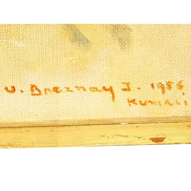 Street Art 1950s Attributed to Jozsef Breznay Portrait Mixed Media Painting, Framed For Sale - Image 3 of 4