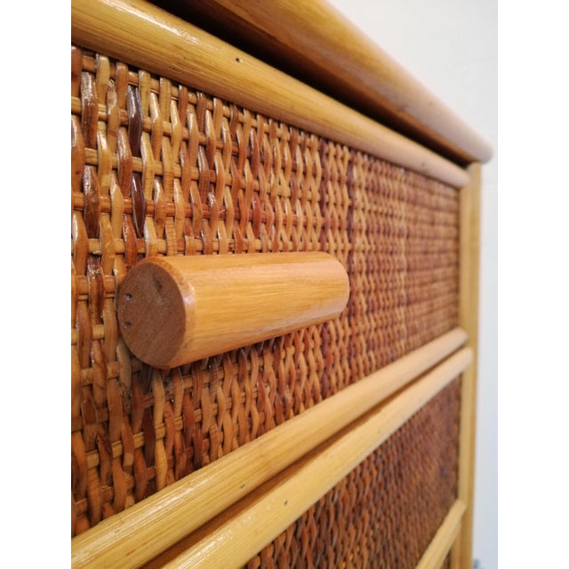 1970s Small Bamboo & Rattan Chest of Drawers, 1970s For Sale - Image 5 of 14
