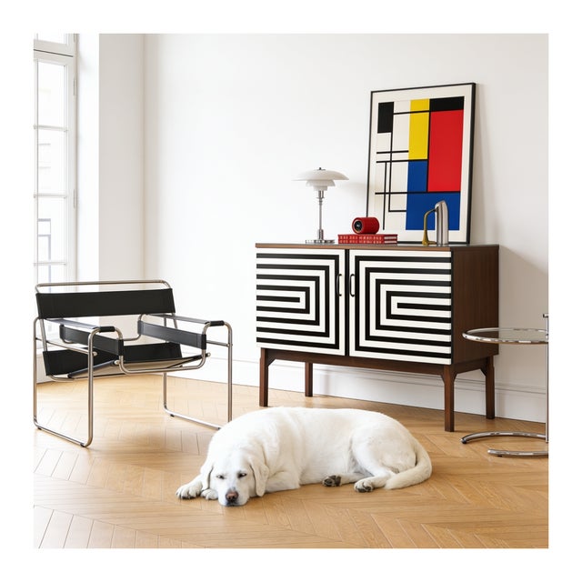 Cabinet from the 70s, renovated. Dark brown veneer sides after renovation with satin semi-matt finish New black glass on...
