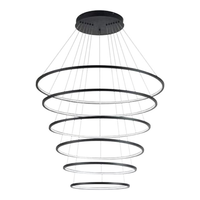 Large 6 Ring Chandelier | Adjustable For Sale