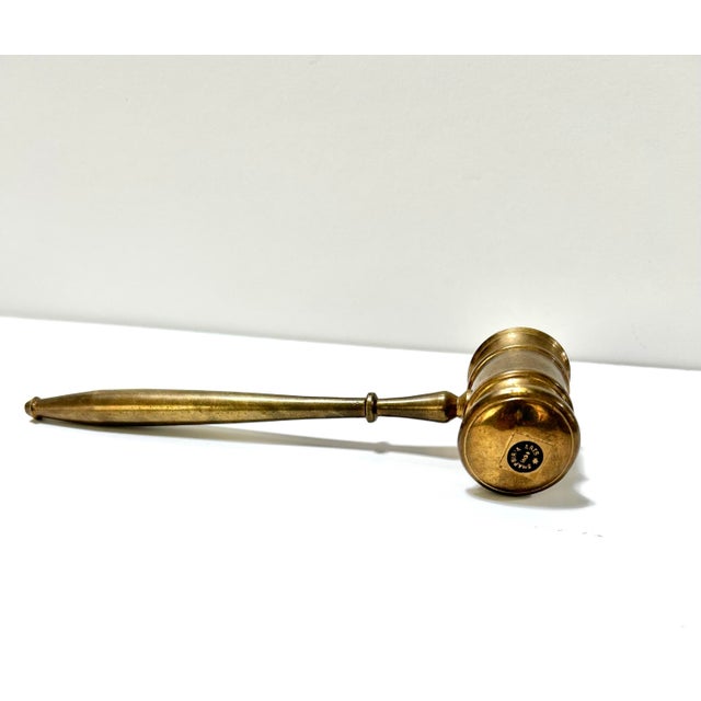 Hollywood Regency Vintage Brass Gavel Paperweight For Sale - Image 3 of 6
