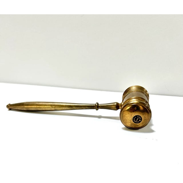 Hollywood Regency Vintage Solid Brass Judge’s Gavel Paperweight – Legal Office Decor For Sale - Image 3 of 6
