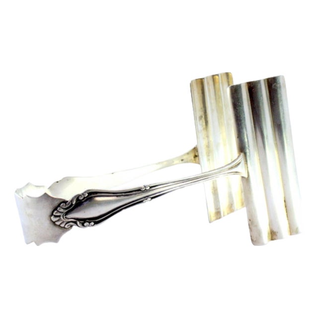 Silver Asparagus Tongs with Monogram Cards Handles For Sale
