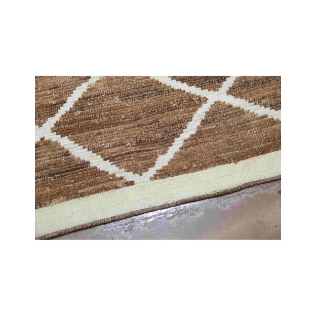 Textile Brown & White Modern Wool Rug For Sale - Image 7 of 9