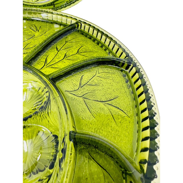 1960s 1960s Indiana Glass Green Deviled Egg and Relish Platter/Serving Tray For Sale - Image 5 of 12