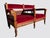 19th C Victorian Church Altar Bench Red Velvet Carved Wood 52" For Sale - Image 9 of 12