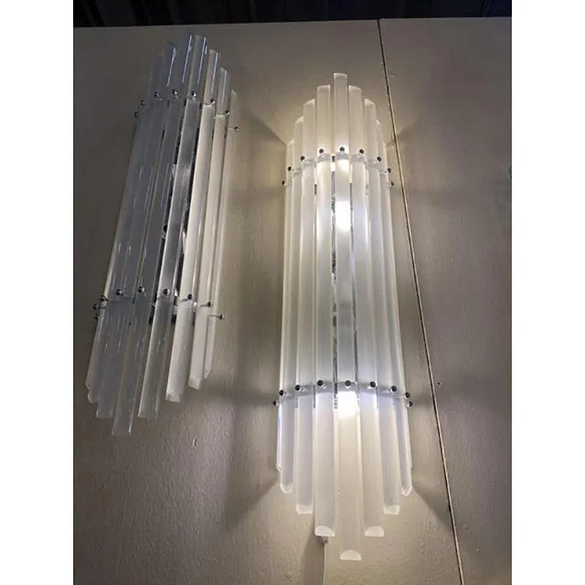 Glass Sanded Murano Glass Bars Wall Sconces by Simoeng, Set of 2 For Sale - Image 7 of 13
