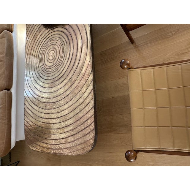 Ado Chale Low Table Texturized Brass Top in the style of Ado Chale, France, 1970 For Sale - Image 4 of 16