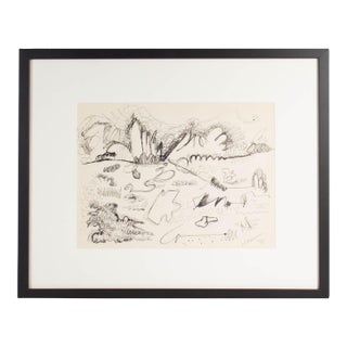 1960s Abstract Landscape Ink Drawing by Harry Hilson For Sale